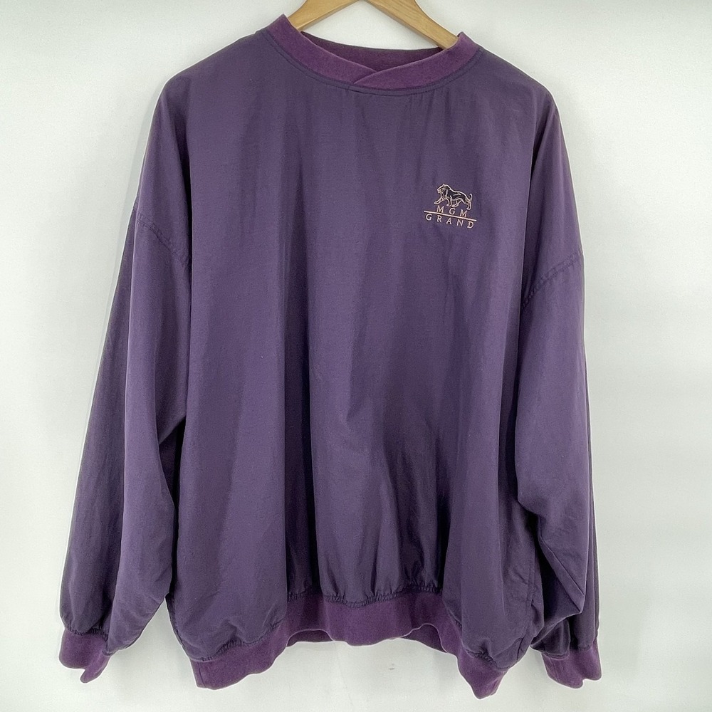 Vintage 1990s MGM GRAND Pullover Windbreaker Jacket XXL Purple Casino Hotel